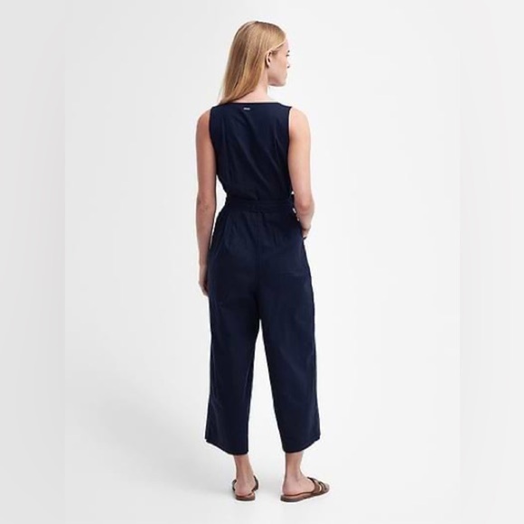 Barbour Dark Blue Penrose Button-Down Cotton/Linen Belted Jumpsuit NWT - Picture 8 of 12
